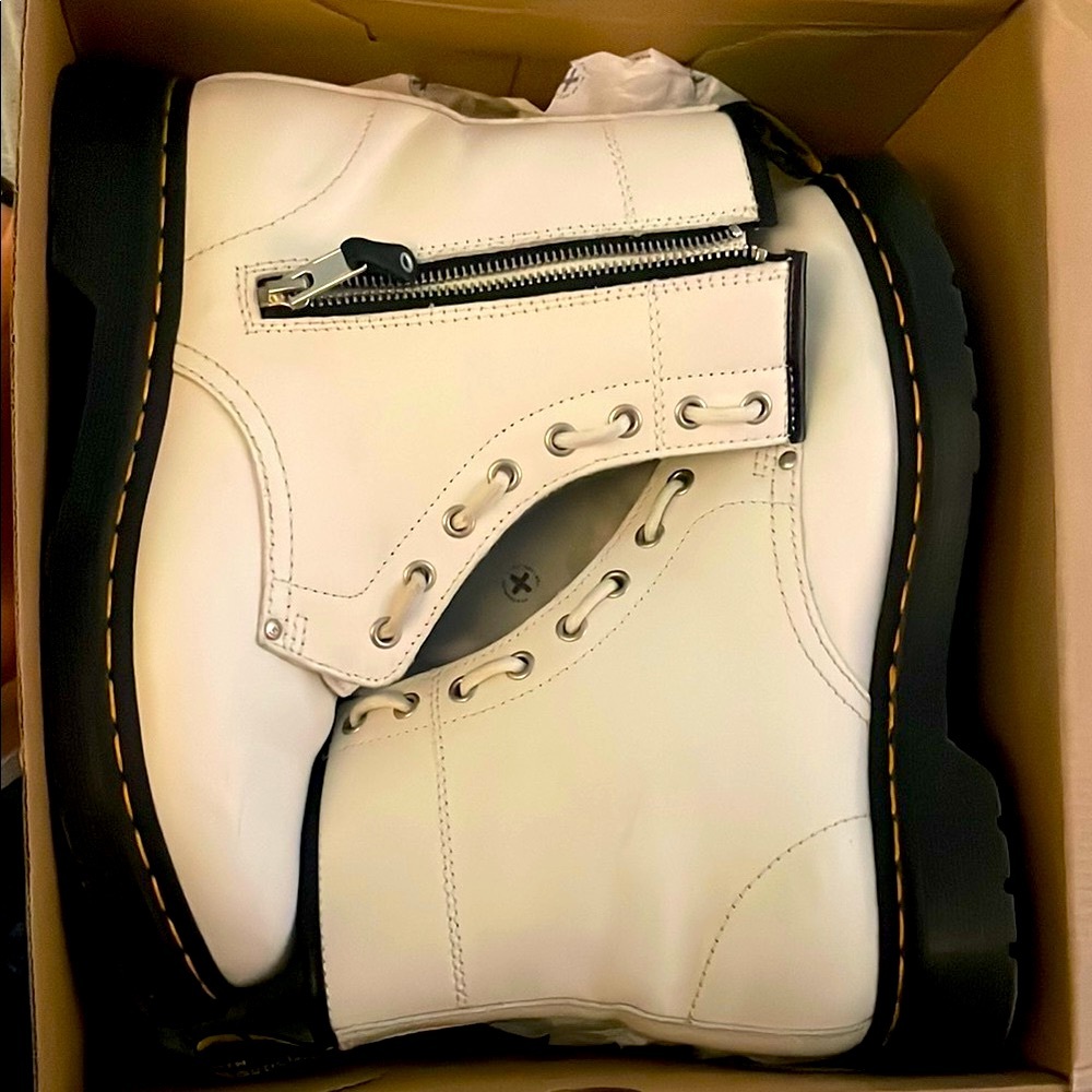 Dr. Martens White Leather Moto Boots - Picture 9 of 9